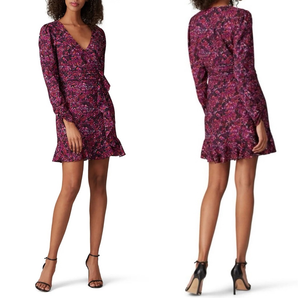Parker Purple Alison Floral Long Sleeve Dress in Presley Mosaic Print